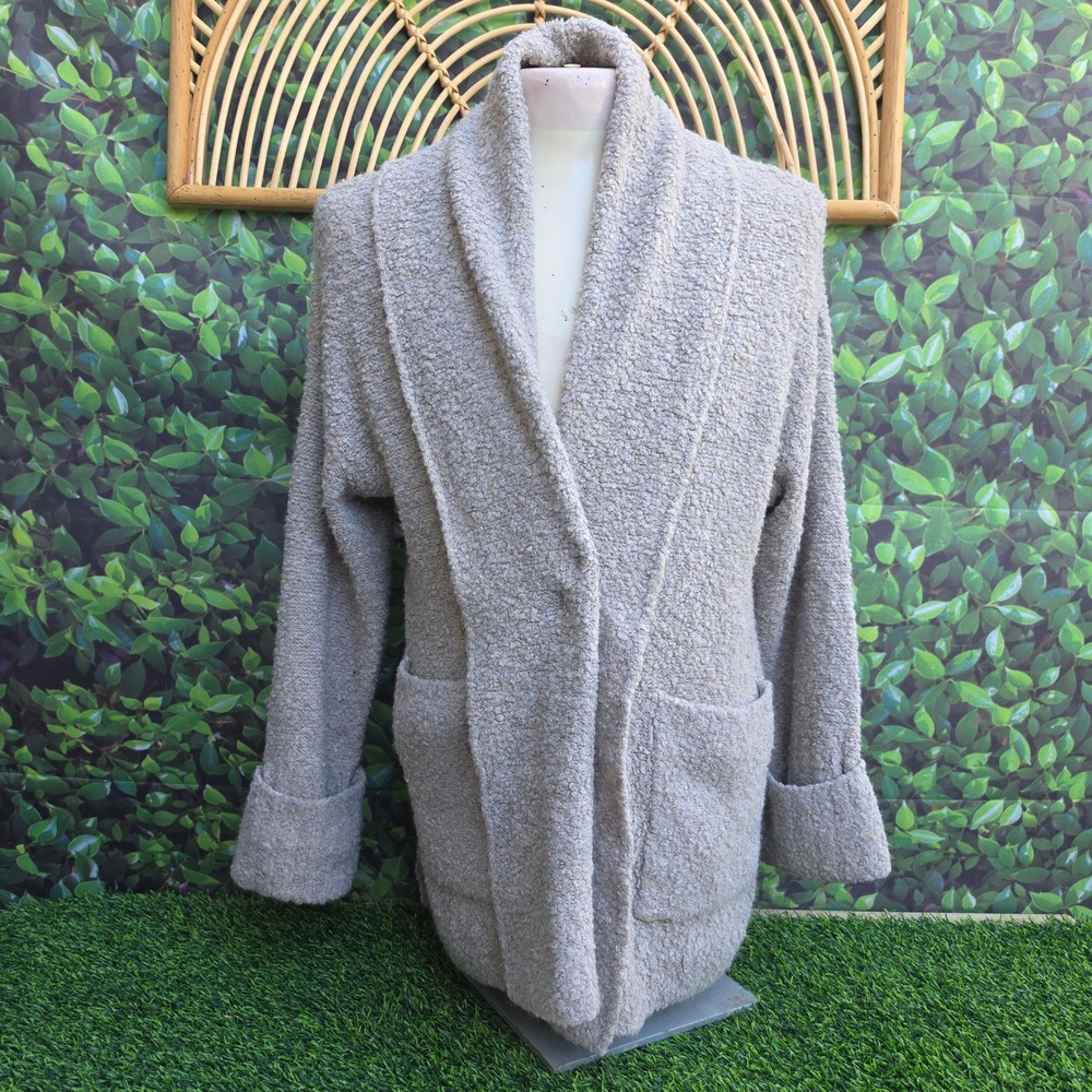 Abercrombie & Fitch A&F Lounge Boucle Knit Cardigan Sweater Taupe SM M